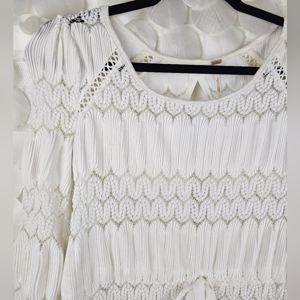 Free‎ People Boho White Lace Blouse | XS | Romantic Crochet Peasant Top - Picture 5 of 5